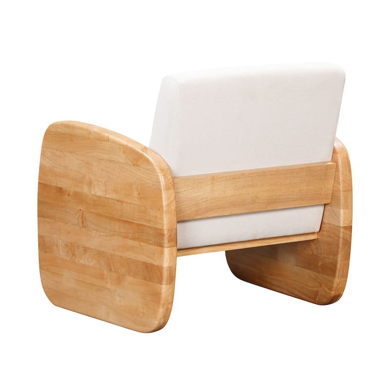 HomeRoots 24" White And Natural Linen And Wood Arm Chair - 28.54' X '27.95' X '23.94