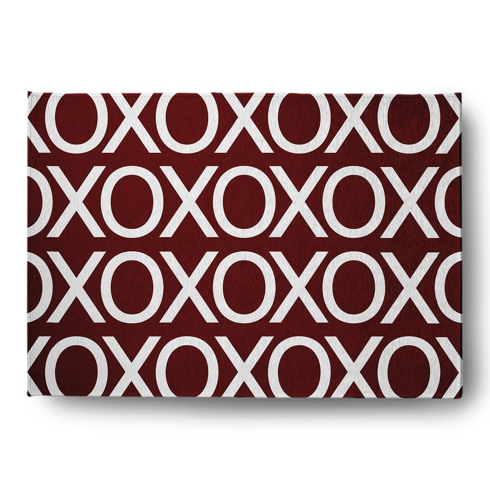 Hugs and Kisses Valentines Chenille Indoor/Outdoor Rug