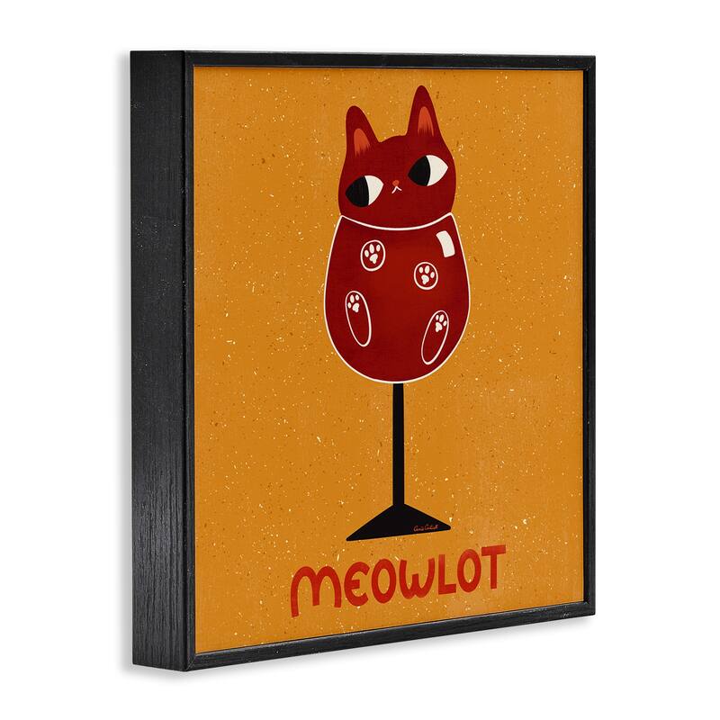 Stupell Meowlot Cat Merlot Framed Giclee Art Design By Carrie Cantwell