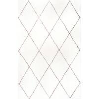 Shop Nuloom White Handmade Soft And Plush Diamond Lattice Shag Area Rug On Sale Overstock 10610450