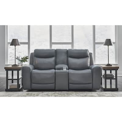 Signature Design by Ashley Mindanao Steel Power Reclining Loveseat with Console - 79"W x 42"D x 43"H