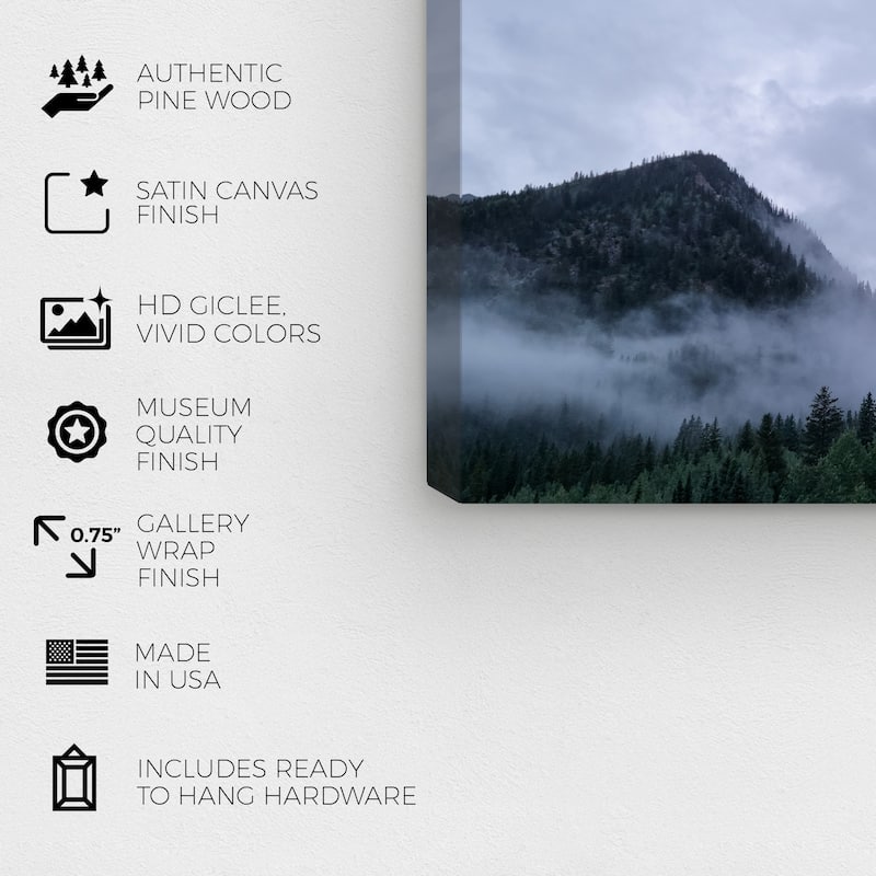 Wynwood Studio Canvas Nature and Landscape Mist in the Humid Forest Gray and Green Modern & Contemporary Wall Art Canvas Print