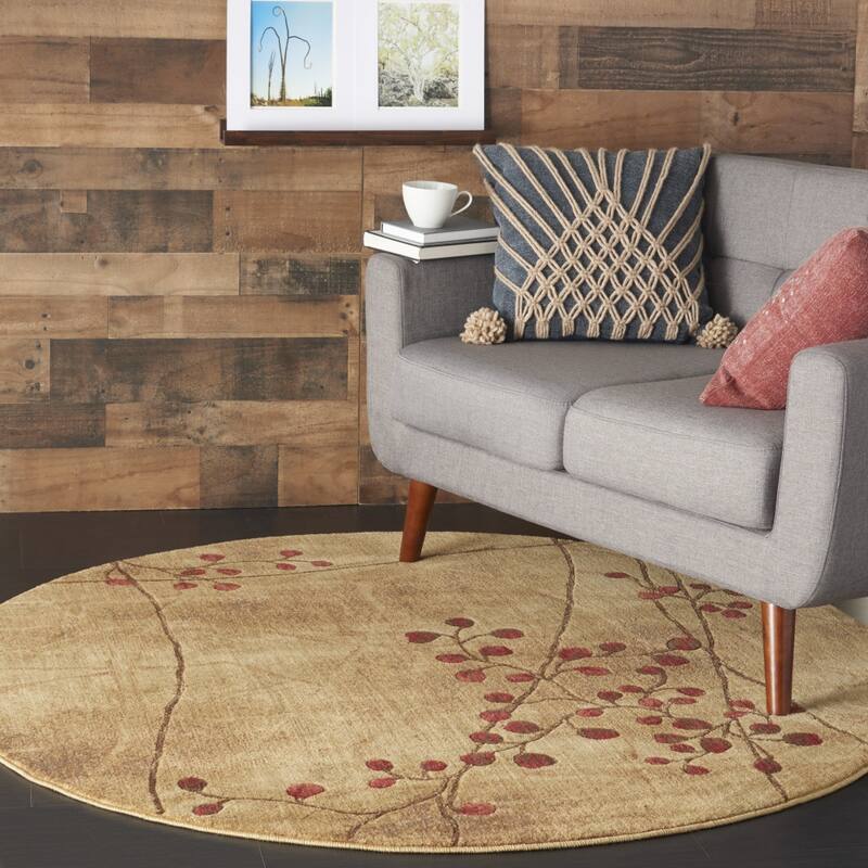 Power Loomed Geometric Floral Area Rug - 4' Round