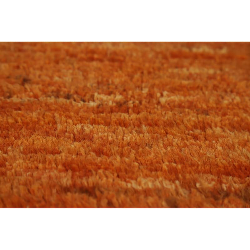 Orange Moroccan Oriental Area Rug Handmade Modern Bedroom Wool Carpet - 6'9" x 9'10"