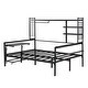 preview thumbnail 41 of 54, Roomfitters Twin/ Full Size Metal Daybed with Movable Desk, Metal Grid Design, Functional Shelves and Hanging Rack