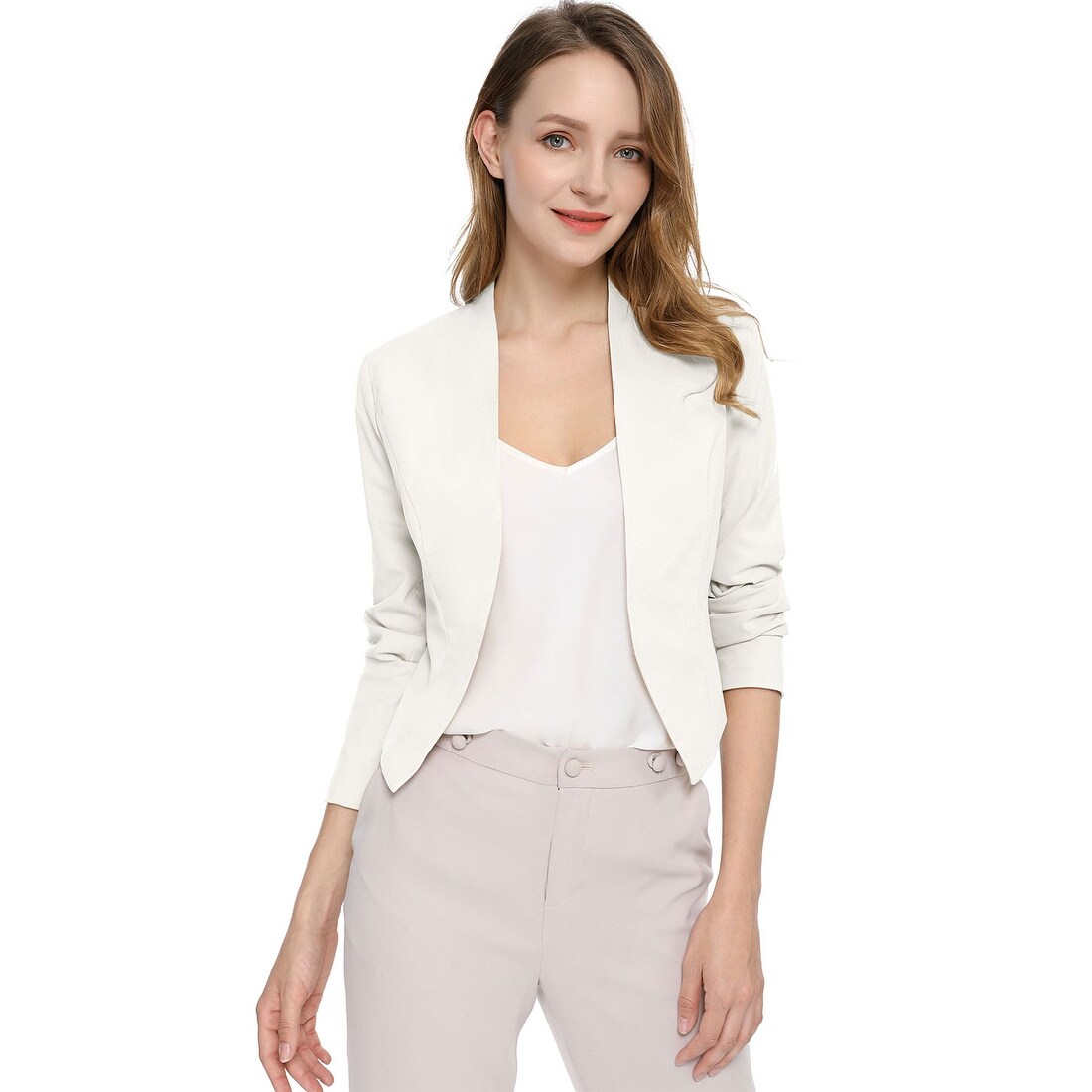 Shop Unique Bargains Women Collarless Work Office Business Casual