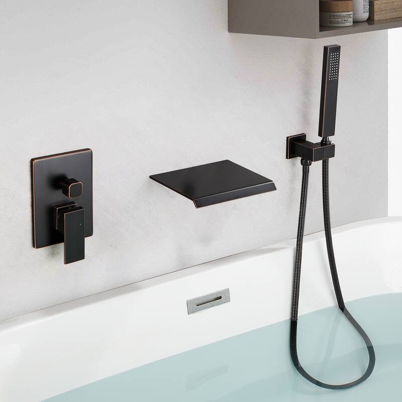Single Handle Wall Mounted Roman Tub Faucet with Diverter and Handshower
