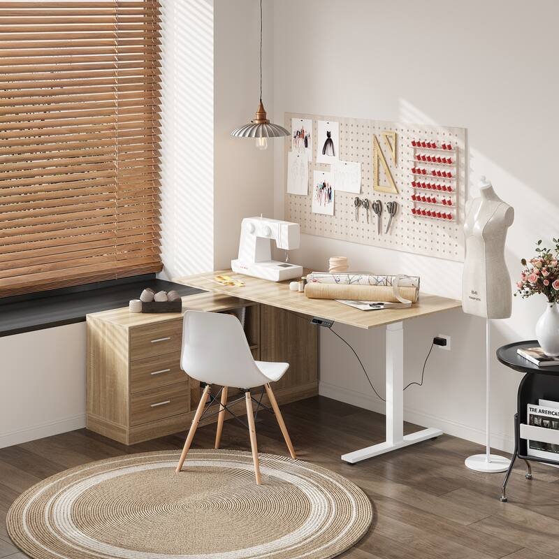 Super-Sized Standing Desk with Electric Lift - 63"x31.5"PC Desktop Electric Height Adjustable Standing Desk