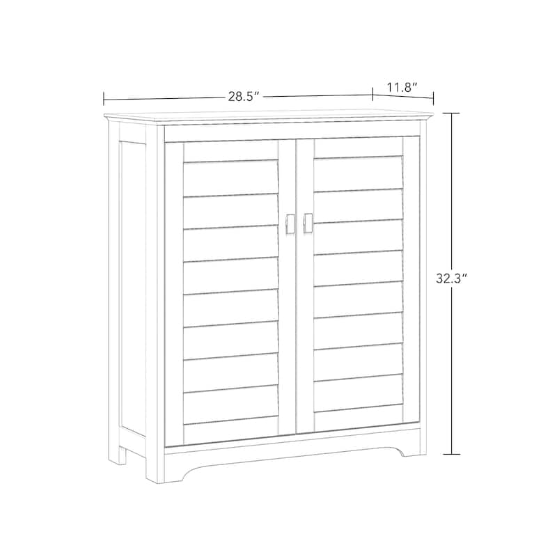RiverRidge Brookfield Two-Door Floor Bathroom and Laundry Storage Cabinet and Organizer with Adjustable Shelves - White