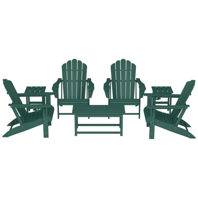 Aderson Outdoor Poly Adirondack Conversation Lounge 7-Piece Set - Dark Green