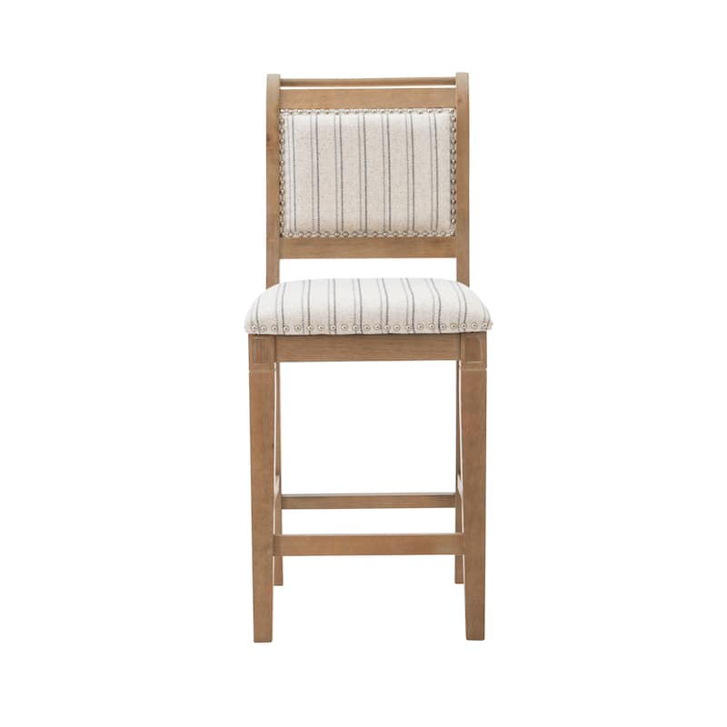 Demi Rustic Grey Solid Wood Striped 26-Inch Counter Stool