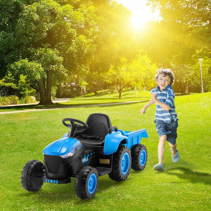 EROMMY Ride on Car Toys with Remote Control, Digger, Horn, Lights, Music Player, Safety Belt,