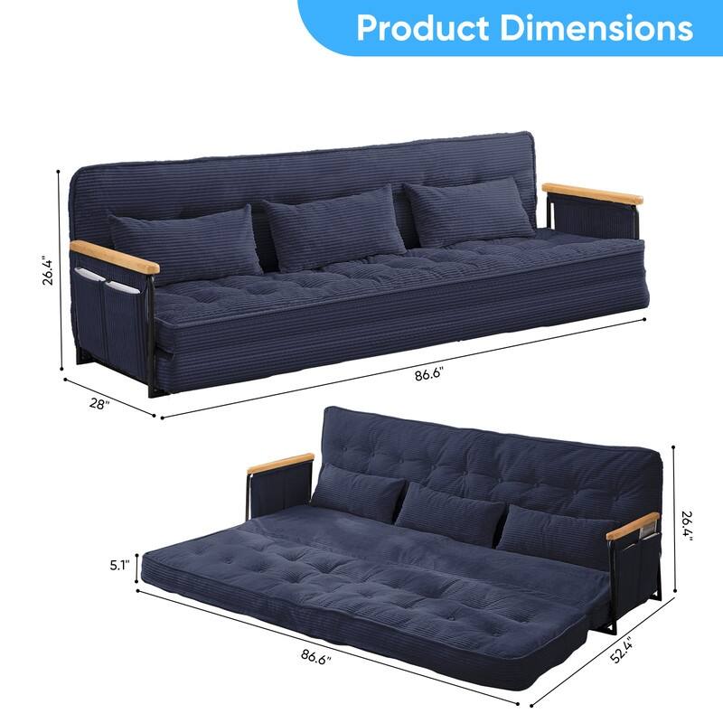 Mixoy Muti-Functional Folding Floor Sofa Bed,3-Seater,2-Seater,1-Seater Lazy Futon Sofa with 6 Position Adjustable Backrest