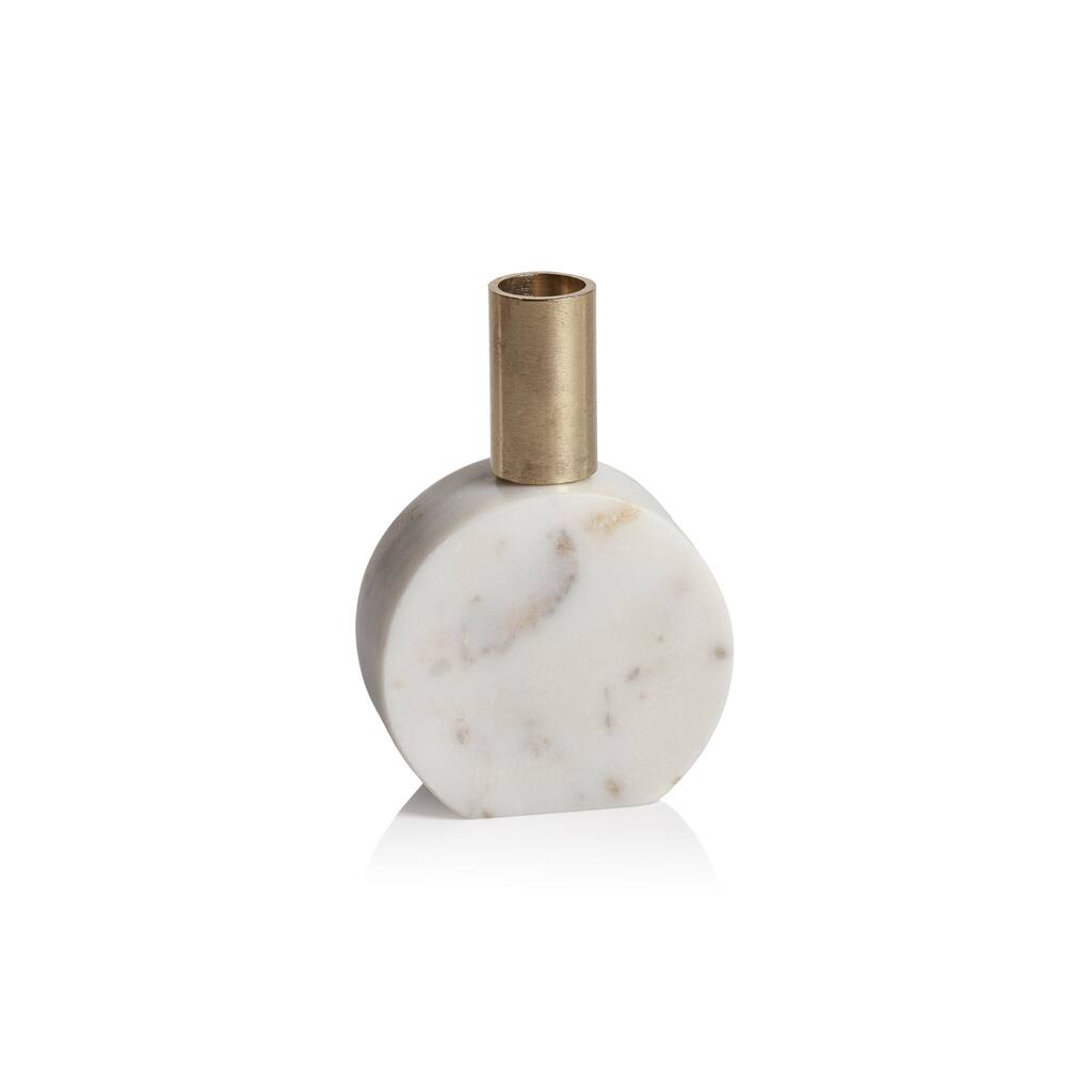 Malakai Round Marble Candle Holders, Set of 2