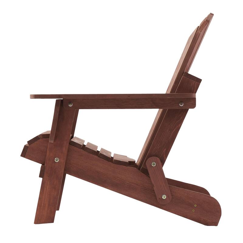 Oversize Wooden Outdoor Folding Adirondack Chair with Pre-Assembled BackRest & SeatBoard, for Garden Pool Deck Firepit