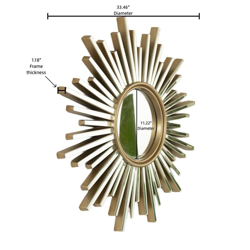 33" Luxury Style PU Sunburst-shaped Art Decorative Mirror