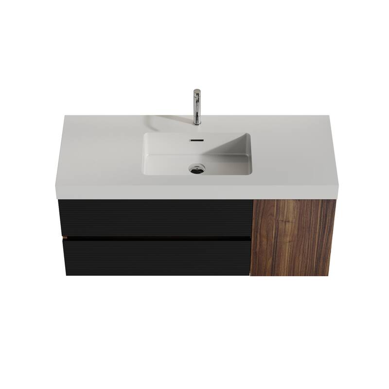 GDFStudio - Grace Floating Bathroom Vanity with Solid Surface Sink and Soft-Close Storage