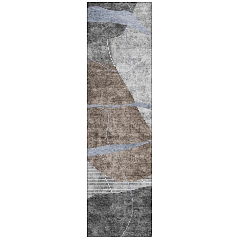 Machine Washable Indoor/ Outdoor Chantille Contemporary Abstract Rug