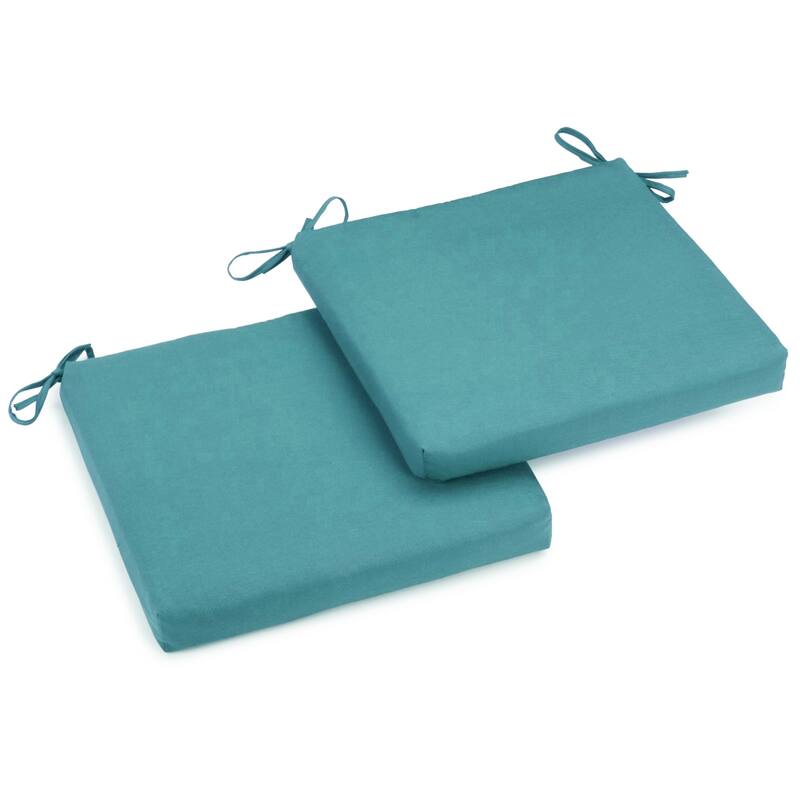 20-inch by 19-inch Twill Indoor Chair Cushion (Set of 1, 2, or 4) - 20 x 19 - Set of 2 - Aqua Blue