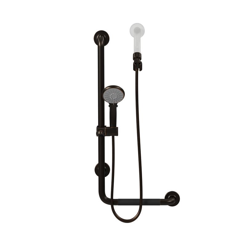 ErgoSlideBar Ergonomic Soft Grip 32mm Diameter ADA Compliant 500 lb Weight Capacity Slide Bar and Handshower Left Matte Black