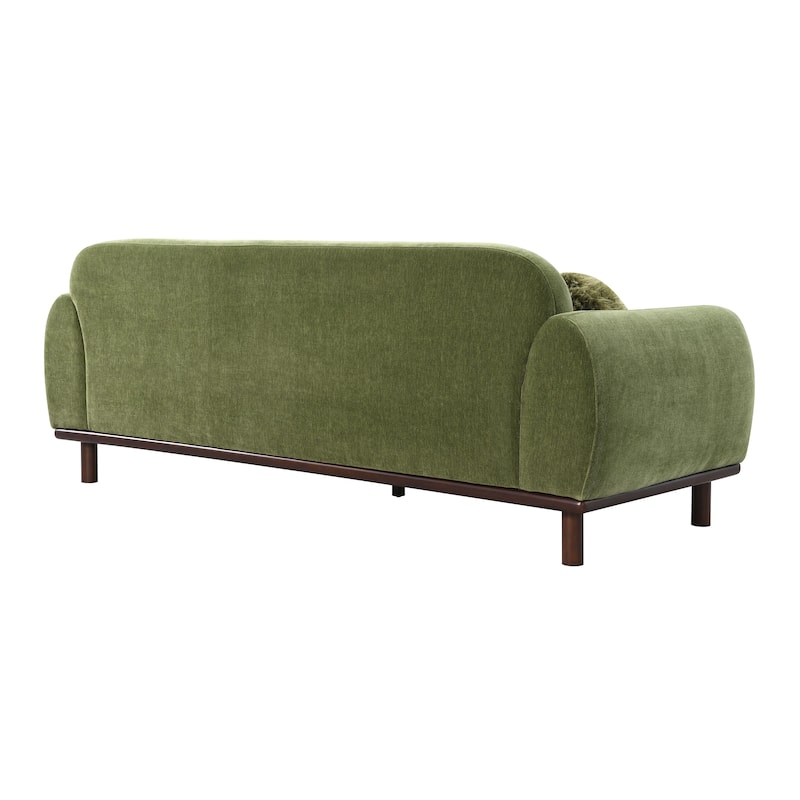 Furniture of America Velin Mid Century Modern OEKO TEX Chenille Sofa with Ball Pillows