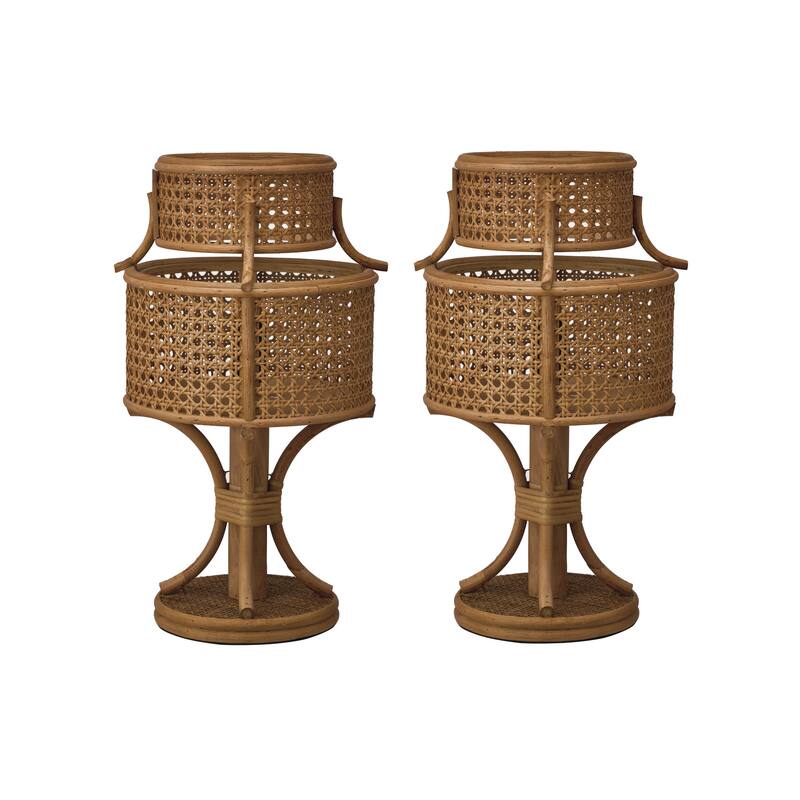 Rattan Vintage Reproduction Table Lamp, Set of 2 - Natural