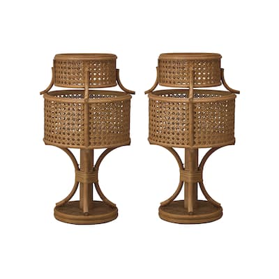 Rattan Vintage Reproduction Table Lamp, Set of 2