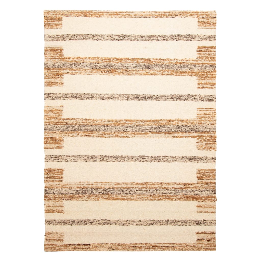 ECARPETGALLERY Braid weave Sienna Cream Wool Rug - 5'5 x 7'9