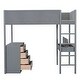 preview thumbnail 7 of 15, Full Size Loft Bed with Convertible Desk, Storage Shelf & 4 Drawers, Teddy Fleece Wood Bed Frame with Full-Length Guardrail