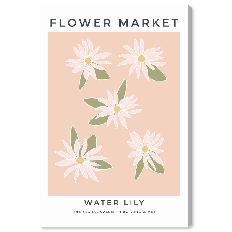 Wynwood Studio Canvas Floral and Botanical Waterlily Blush Pink and Modern & Contemporary Wall Art Canvas Print - Pink, White