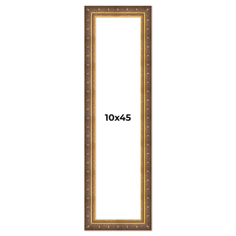 10x45 Frame Vintage Gold Solid Wood Picture Frame | 2.5 Inch Moulding