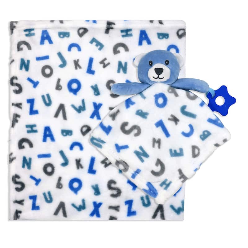 Baby Boys and Baby Girls Blanket and Matching Soothing Nunu - Blue/White