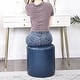 preview thumbnail 44 of 60, Adeco Round Ottoman Upholstered Tufted Faux Leather Footrest