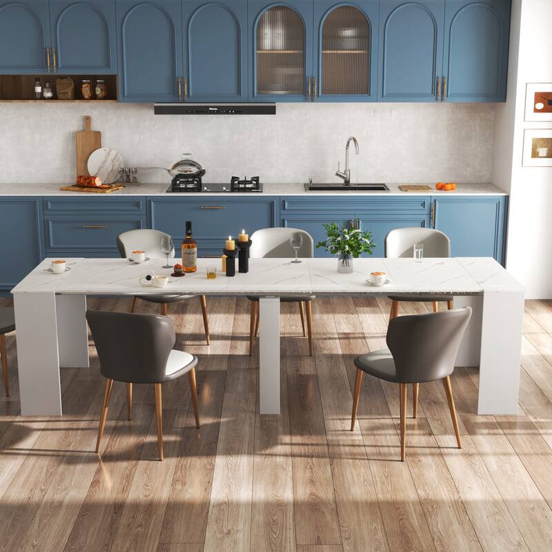 GDF Studio - Lalia Modern Multifunctional Extendable Dining Table with Storage Panels - 118.11"