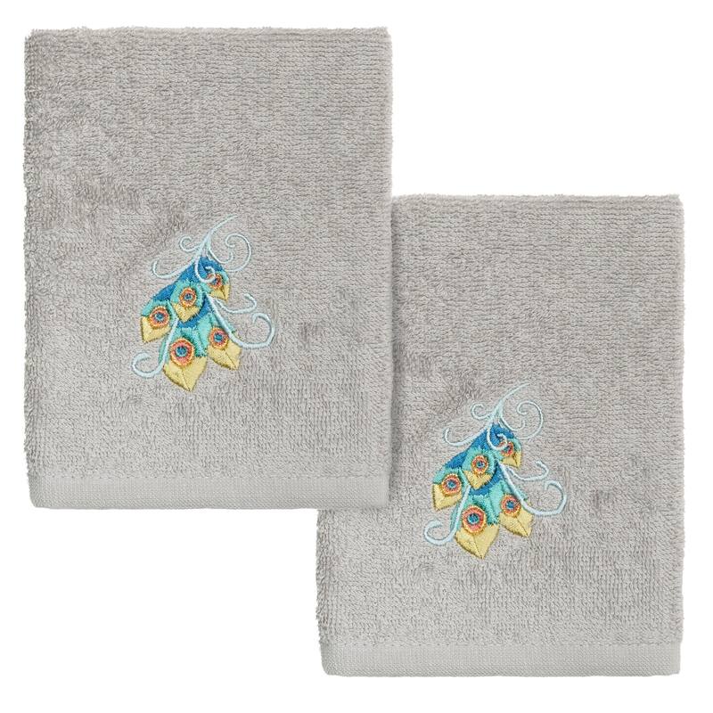 Authentic Hotel and Spa Turkish Cotton Penelope 2PC Washcloth Set - Light Gray