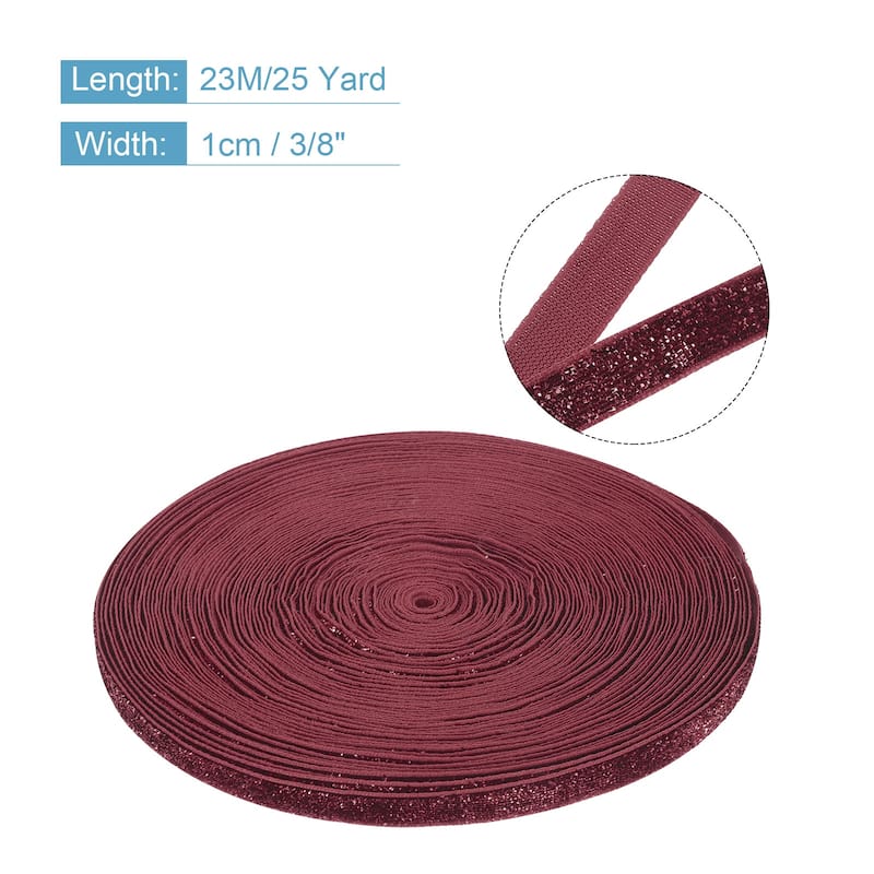 Metallic Glitter Velvet Ribbon 3/8 "x 25 Yard for Gift Wrapping - Wine Red