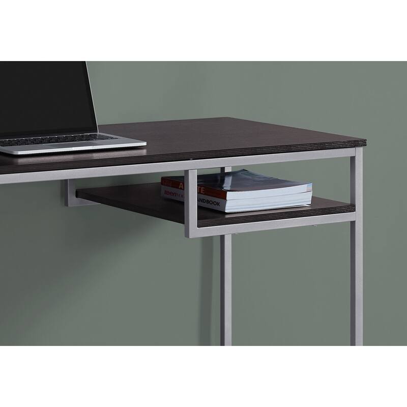 Computer Desk, Home Office, Laptop, 48"l, Work, Brown Laminate, Grey Metal, Contemporary - Brown