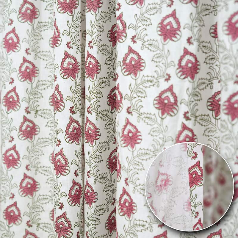 Fabdivine Handmade Block Print Viscose Linen Gift Home Decorative Accent Vintage Curtain or Drape