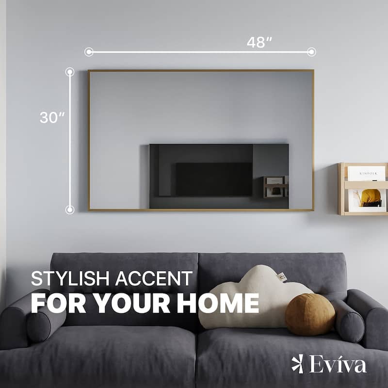Eviva Gold 48" x 30" Rectangular Gold Metal Framed Mirror