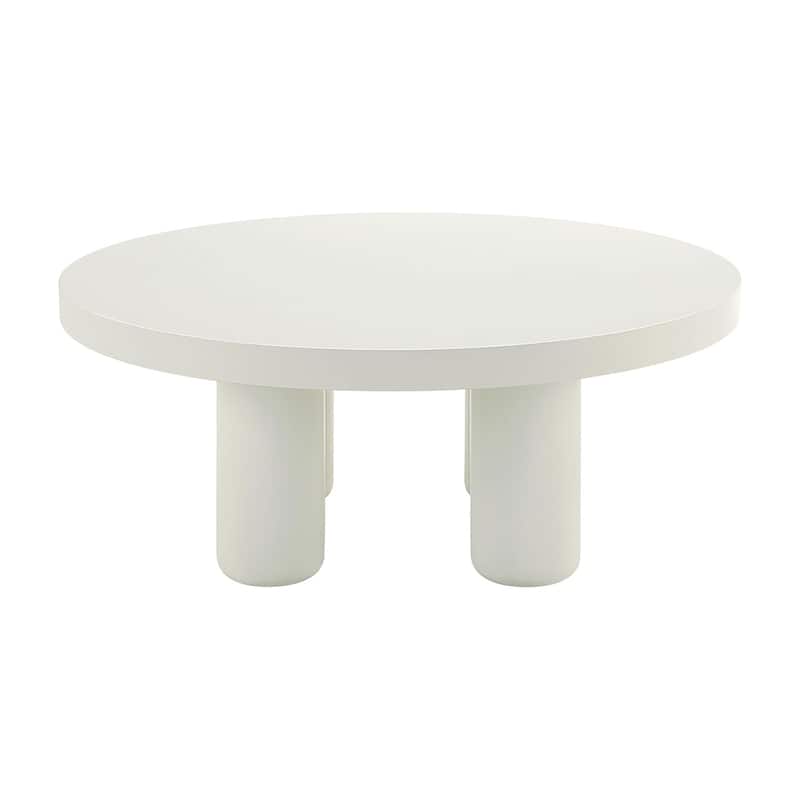 Wooden Coffee Table with Round Top in White