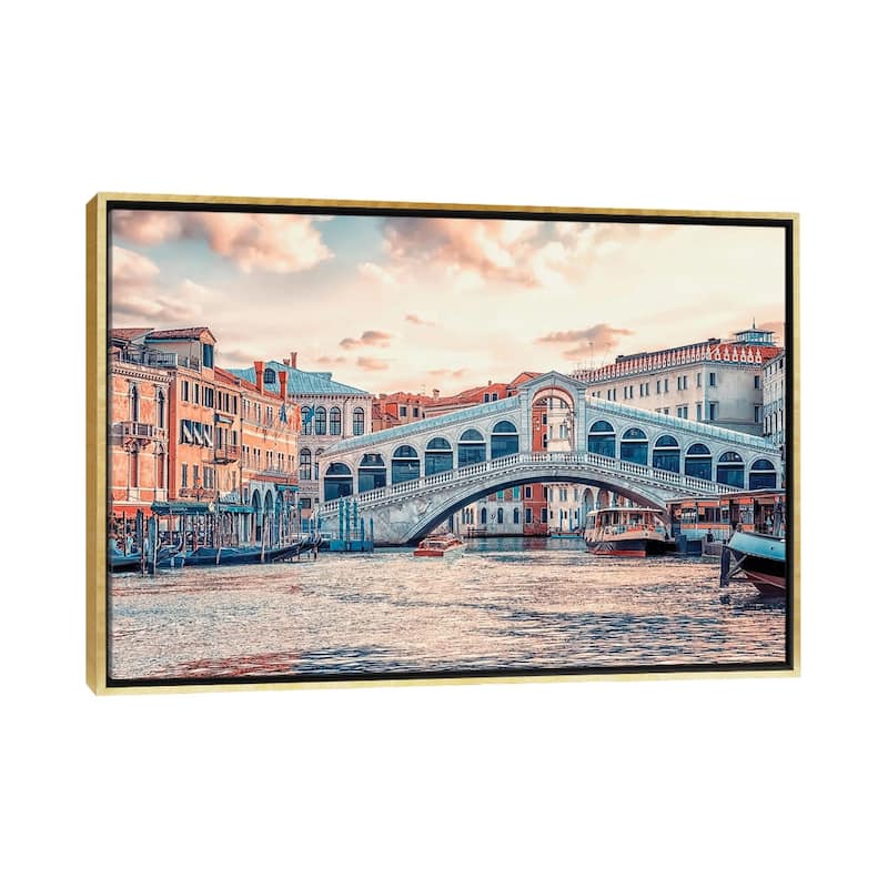 iCanvas "Ponte Di Rialto" by Manjik Pictures Framed Canvas Print - Gold - 18x26