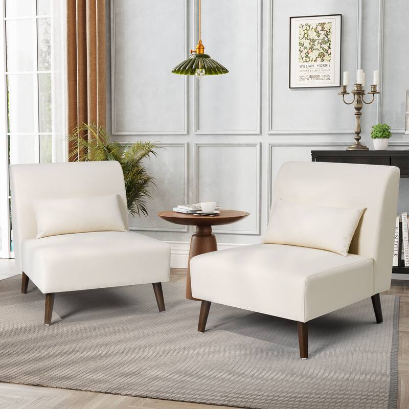 Accent Chair Upholstered Sofa Chair PU Faux Leather Wood Frame with Pillow - 28.74" W x 30.71" D x 31.50" H