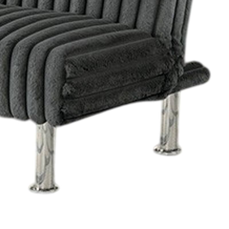 Hini Fold Out Futon Sofa Bed, Dark Gray, Modern Chrome Metal Legs