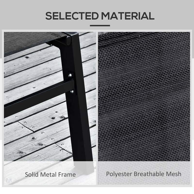 Outdoor Chaise Lounge, 5-Pos Recline, Wheels, Steel Frame, Breathable