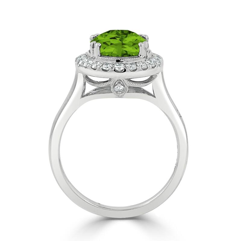 Auriya Vintage 2 5/8ct Oval Peridot and Halo Diamond Engagement Ring 1/3ctw 14k Gold