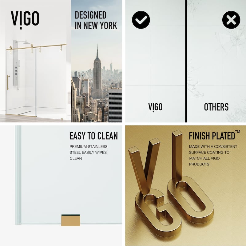 VIGO Hamilton 56" to 60" W x 78" H Frameless Sliding Shower Door
