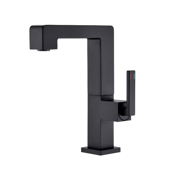 7.8"-11.8"H Solid Brass Single Handle Single Hole Bathroom Sink Faucet - Matte Black