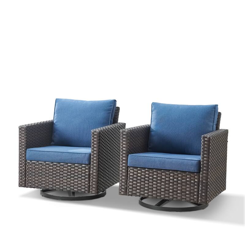 Pocassy Glider Chairs PE Wicker Swivel Chairs Set of 2