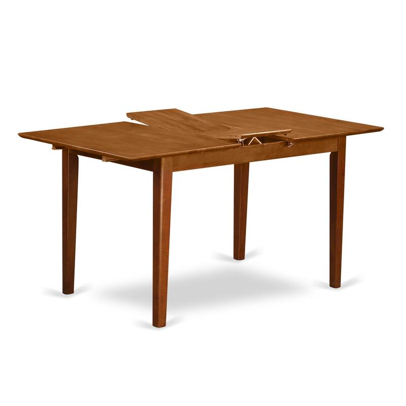 HomeStock 5-Pc Saddle Brown Finish Solid Wood Top - Dining Room Set with Leaf - Seats 4