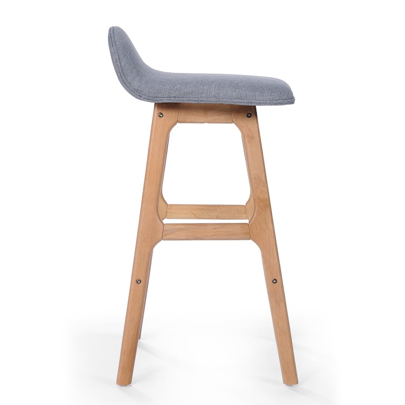 Roomfitters Mid-Century Modern Upholstered Low Back Barstools, 28.5-Inch Counter Height, Set of 2
